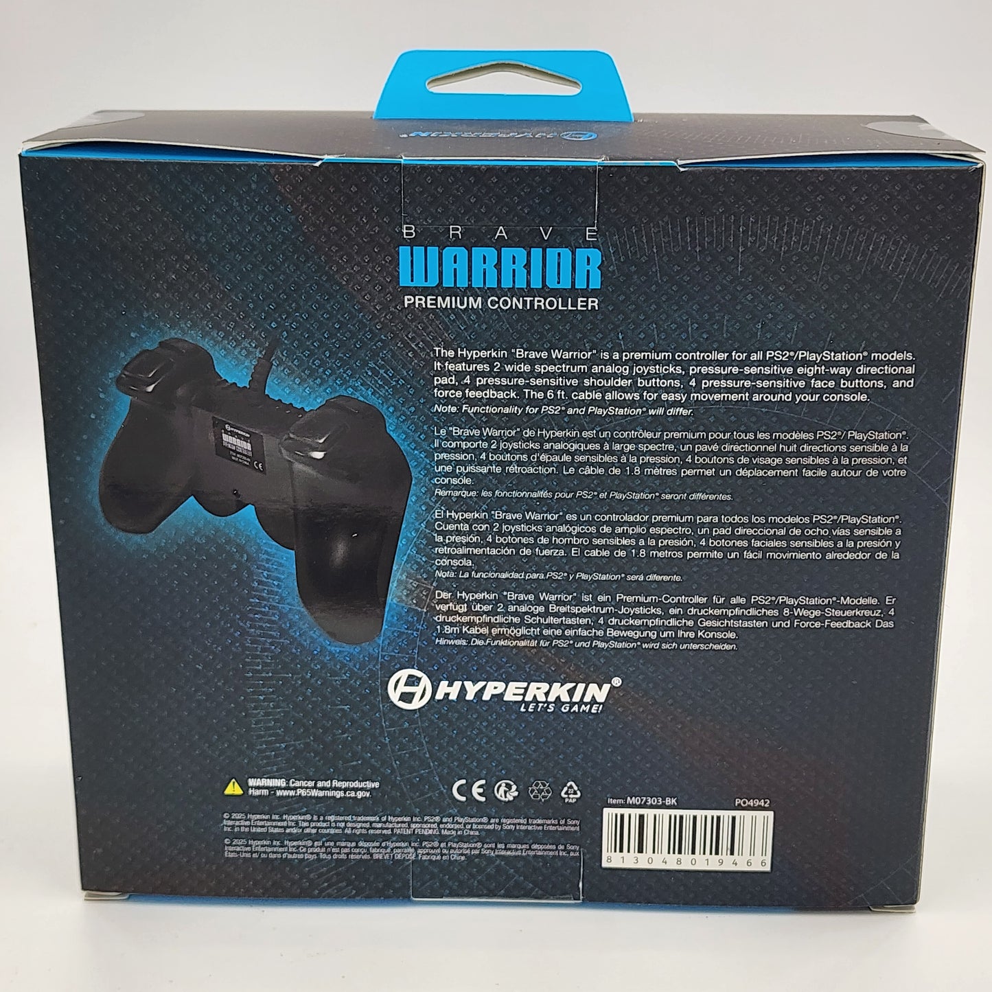 Brave Warrior Wired Controller (Black for Playstation / PS2)