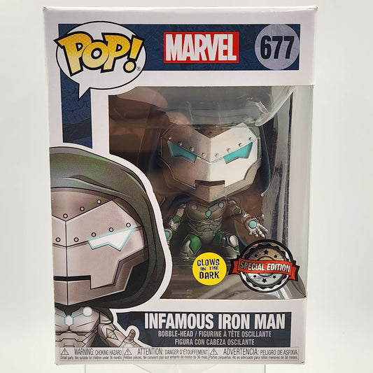 Funko Pop - Infamous Iron Man (Glow) #677 *damage box