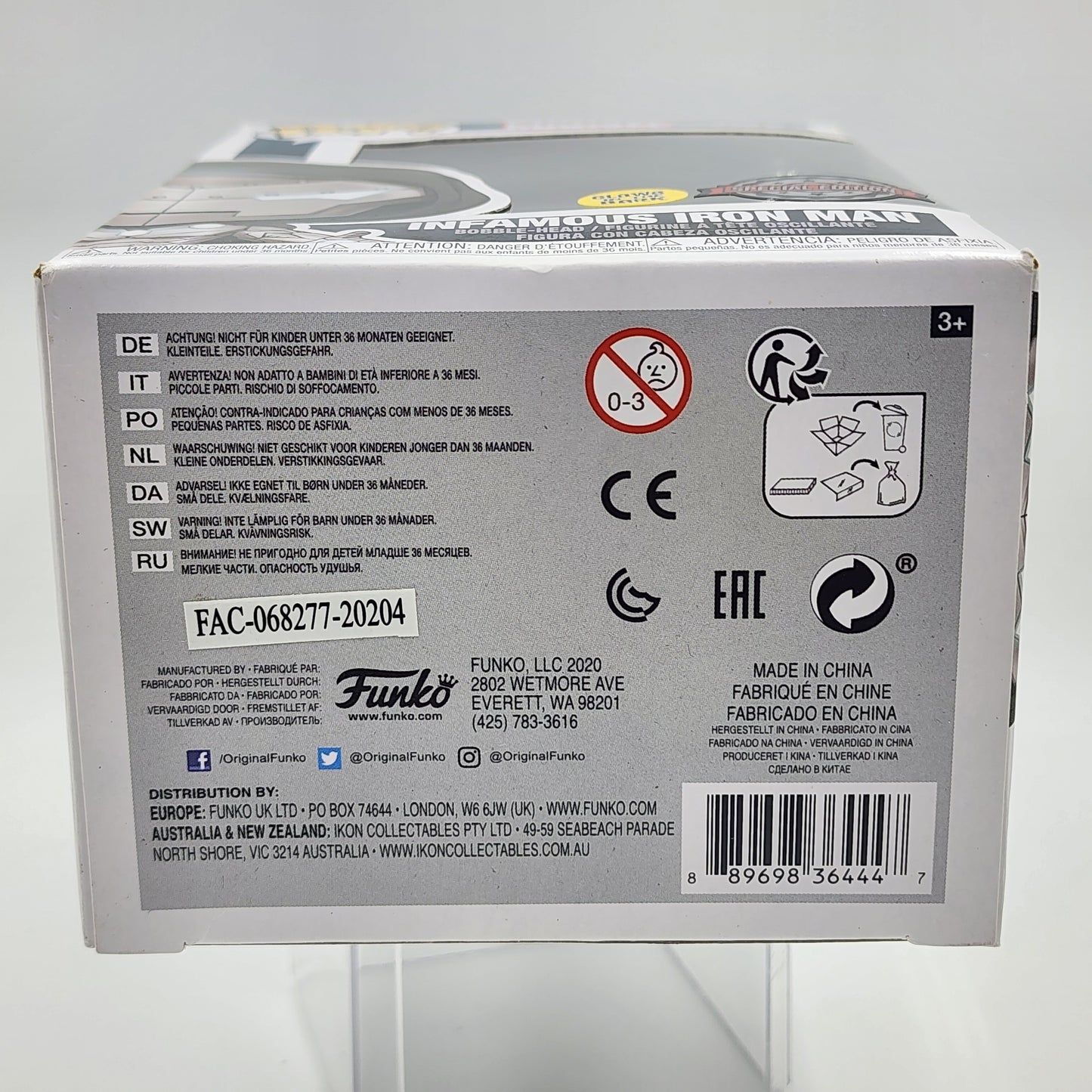 Funko Pop - Infamous Iron Man (Glow) #677 *damage box