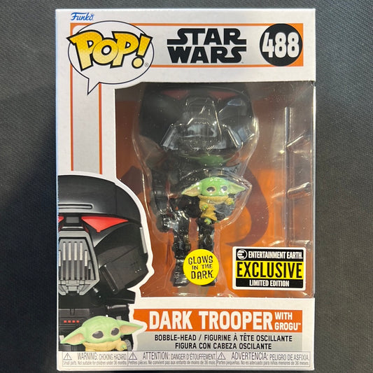 Funko Pop - Mandalorian: Dark Trooper with Grogu (Glow) #488